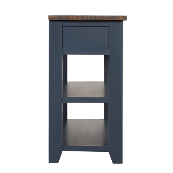 48'' Solid Pine Wood Top Console Table, Modern Entryway Sofa Side Table with 3 Storage Drawers and 2 Shelves