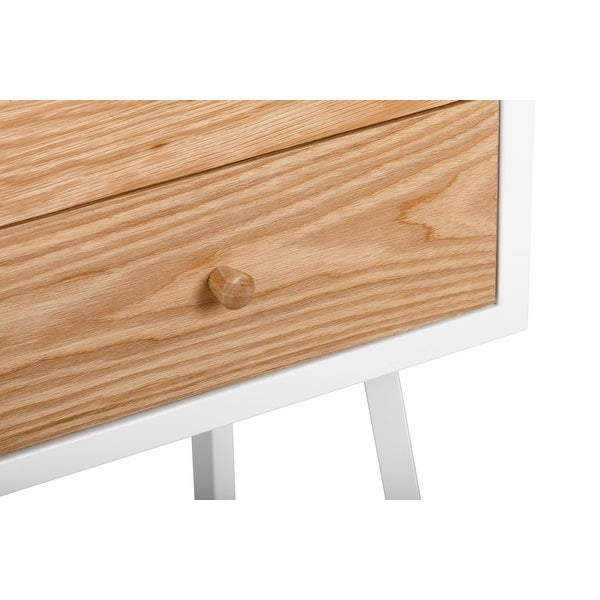 Universal Expert Abacus 2 Drawer Side Table, Modern Oak and White
