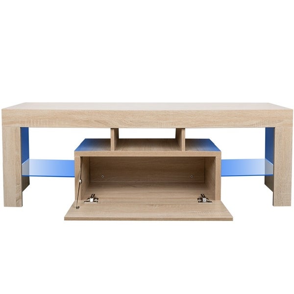 Media Console Table with LED Lights and Storage Cabinet, Up to 60