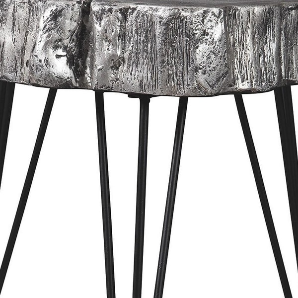 Metal Hairpin Leg Accent Table with Magnesium Oxide Top, Black - 21.38 H x 18.75 W x 18.75 L Inches