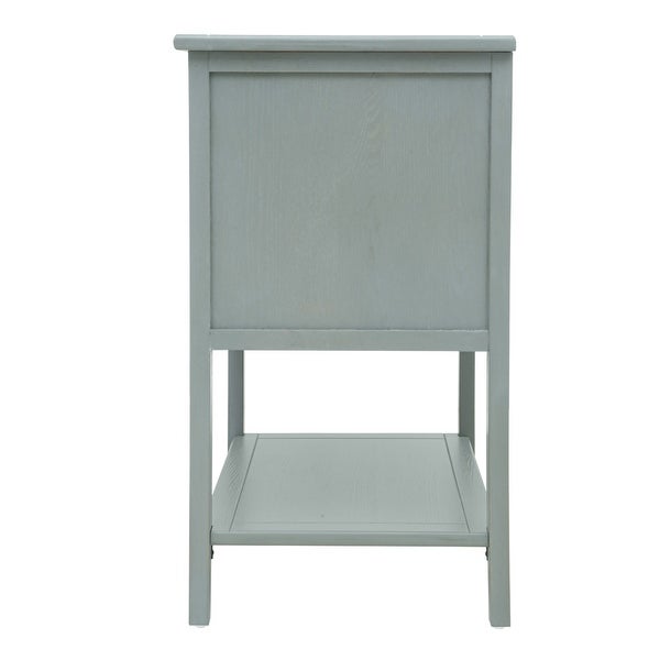 2-Drawer Side Table with Storage Shelf, Traditional End Table, Narrow Telephone Nightstand for Living Room, Bedroom