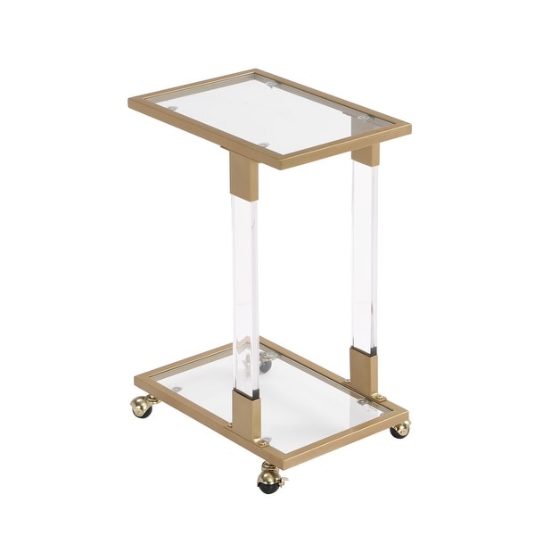 Sofa Table,Glass Top C Shape Square Table