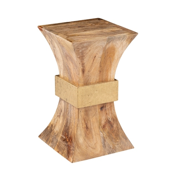 SEI Furniture Trammel Square Side Table, Natural/Brass