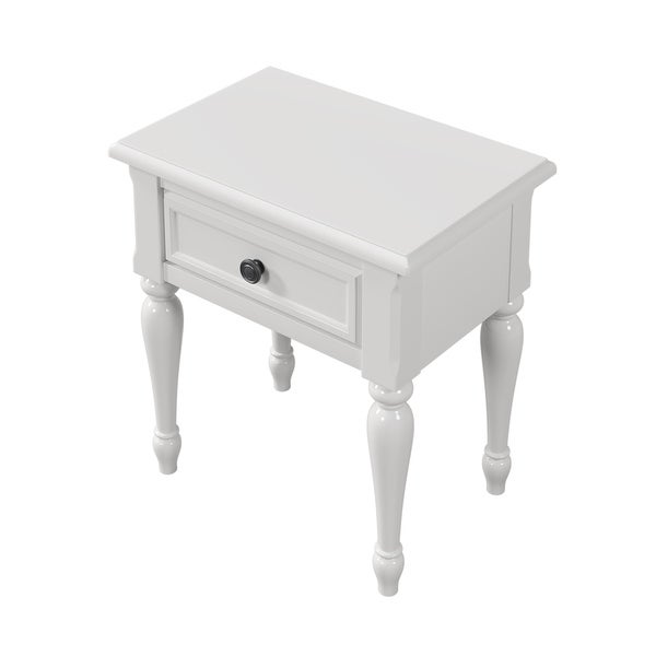 Wood 1 Drawer Nightstand for Nursery, Kid's Room, Bedroom, White