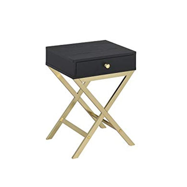 Stylish Side Table, Black and Gold - 24 H x 12 W x 16 L Inches