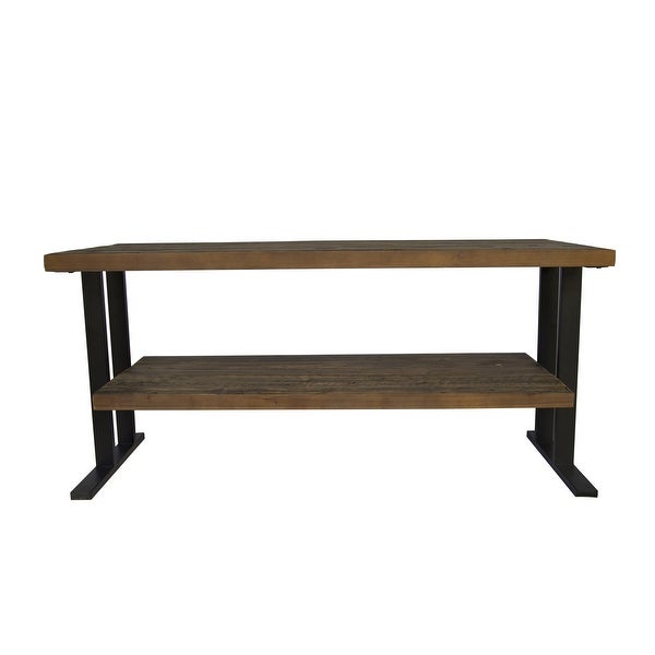 Media Console Table with one shelf, Natural Reclaimed wood and black finish