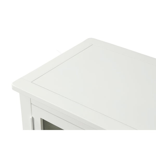 Sideboard Console Table with Bottom Shelf, Farmhouse Wood/Glass Buffet Storage Cabinet Living Room