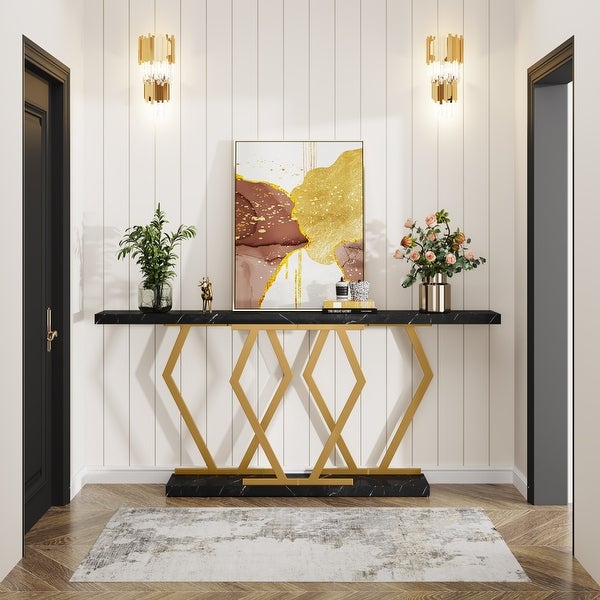 70.9 Inch Long Sofa Console Table for Entryway,Modern Hallway Accent Tables with Stylish Metal Legs