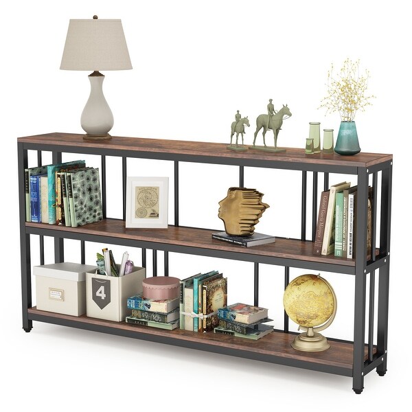 Vintage Brown 3 Tiers Console Table, 70.9