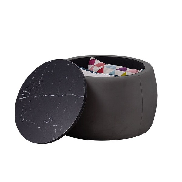 Round Accent Side Table with Removable Top,Grey