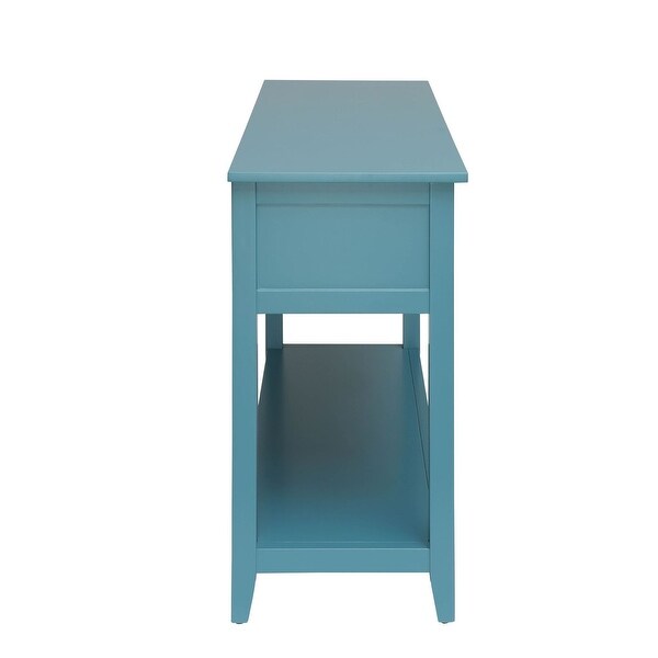 Transitional Flavius Rectangular Console Table with 2 Drawers (Basket Front) and Open Storage Bottom Shelf in White