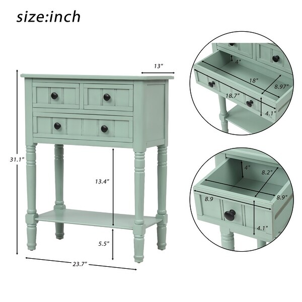 Narrow Console Table, Slim Sofa Table with Three Storage Drawers