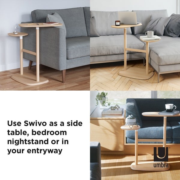 Umbra Swivo Side Table, Natural Wood