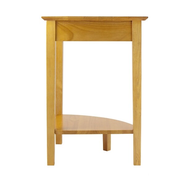 Wooden Corner Table, Sofa Table Snack Table Honey Finish with Shelf