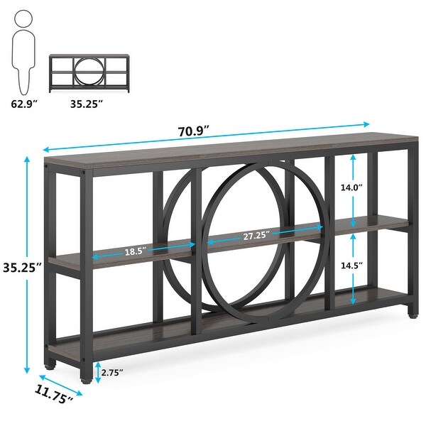 Sofa Console Table, 3 Tiers Industrial Narrow Long Sofa Table
