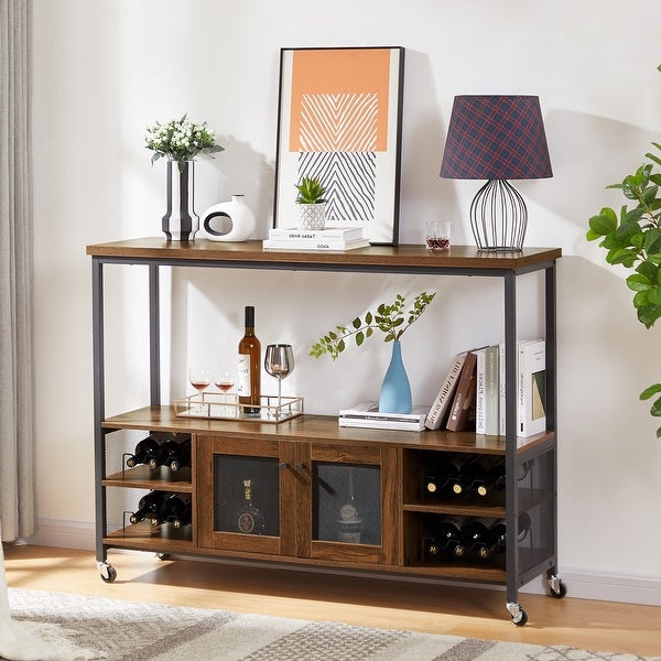 Wine shelf table, modern wine bar cabinet, console table, bar table, TV cabinet, sideboard with storage compartment