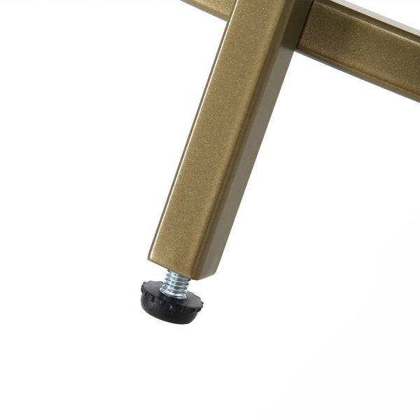 Round Side Table, Tempered Glass End Table with Golden Metal Frame, Small Coffee Table, Bedside Table, Living Room, Balcony