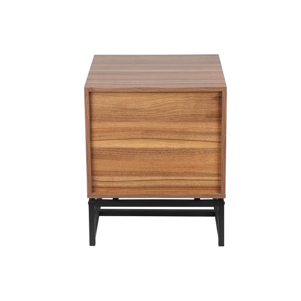 Natural 1 Rattan Door Cabinet, End Table, Sofa Side Table, Nightstand with Adjustable Pull Plate and Metal Base