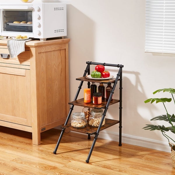 VECELO, Triangular Side Table With 3-tier Storage Shelves(1PCS/2PCS)