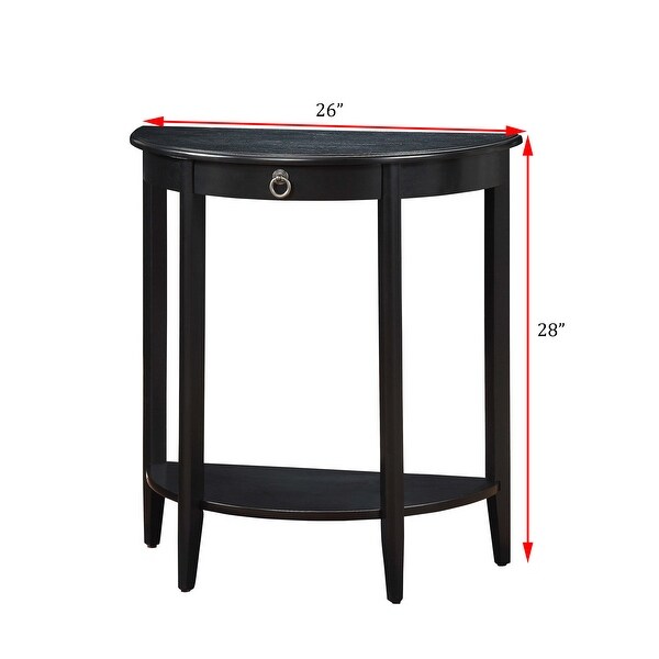 Half Moon-Shape Console Table, Side Table W/ Lower Display Shelf