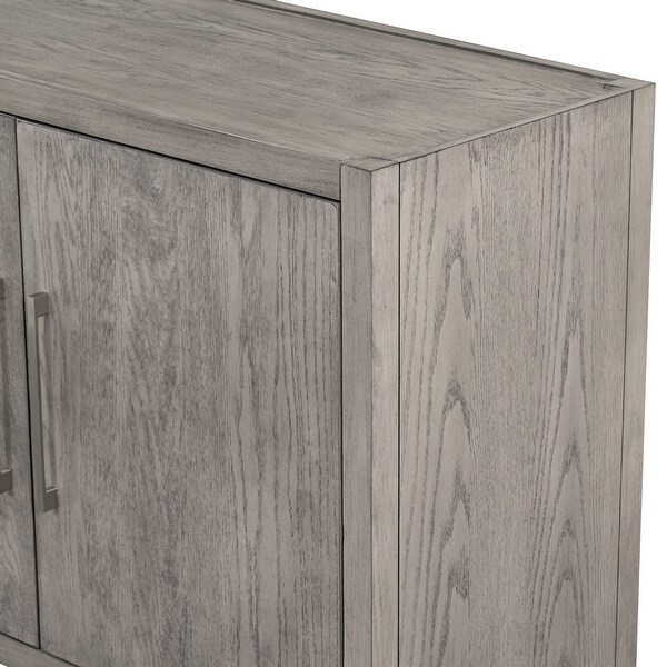 Modern Storage Cabinet Sideboard with 3 Metal Handles and 3 Doors, Wooden Cabinet with Adjustable Shelf for Entryway, Living Room
