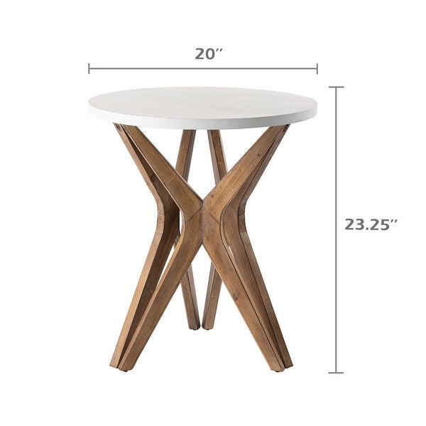 COZAYH Pedestal Farmhouse End Table Set of 2, Distressed White Top with Base for Modern Farmhouse, Boho Decor, Round