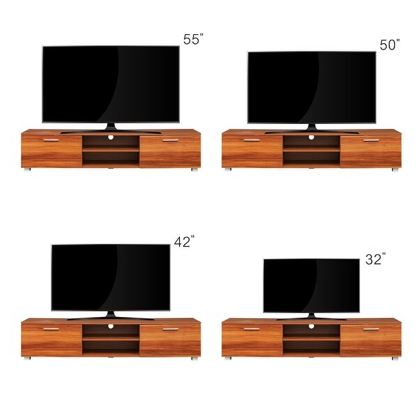 TV Stand Media Console Entertainment Center Table, 2 Storage Cabinet with Open Shelves for 70