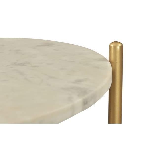 Somette 3-Tier Accent Table, White Marble and Gold Powder Coat - 16