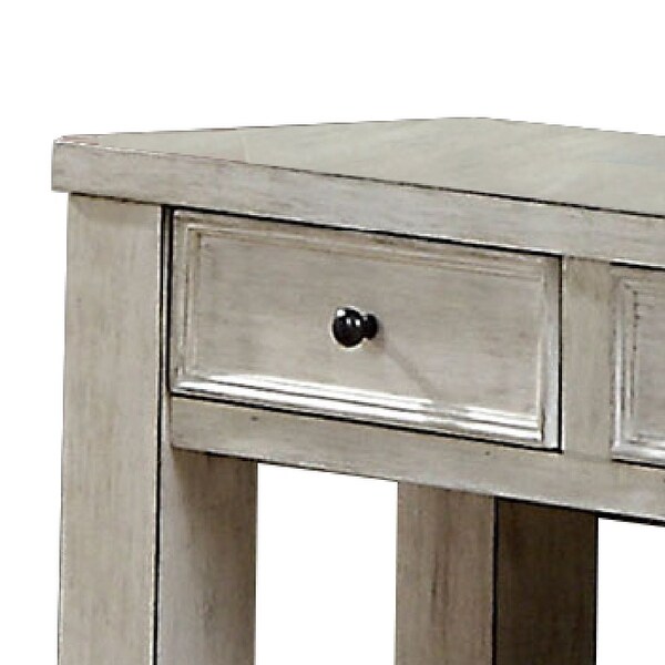 Transitional Wooden Console Table with 4 Drawers and Open Shelf, White