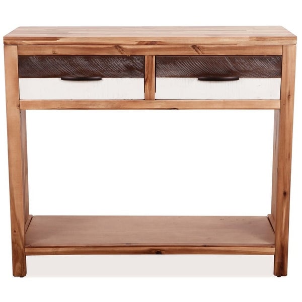 Console Table with Storage Drawer, Solid Acacia Wood Table for Hallway