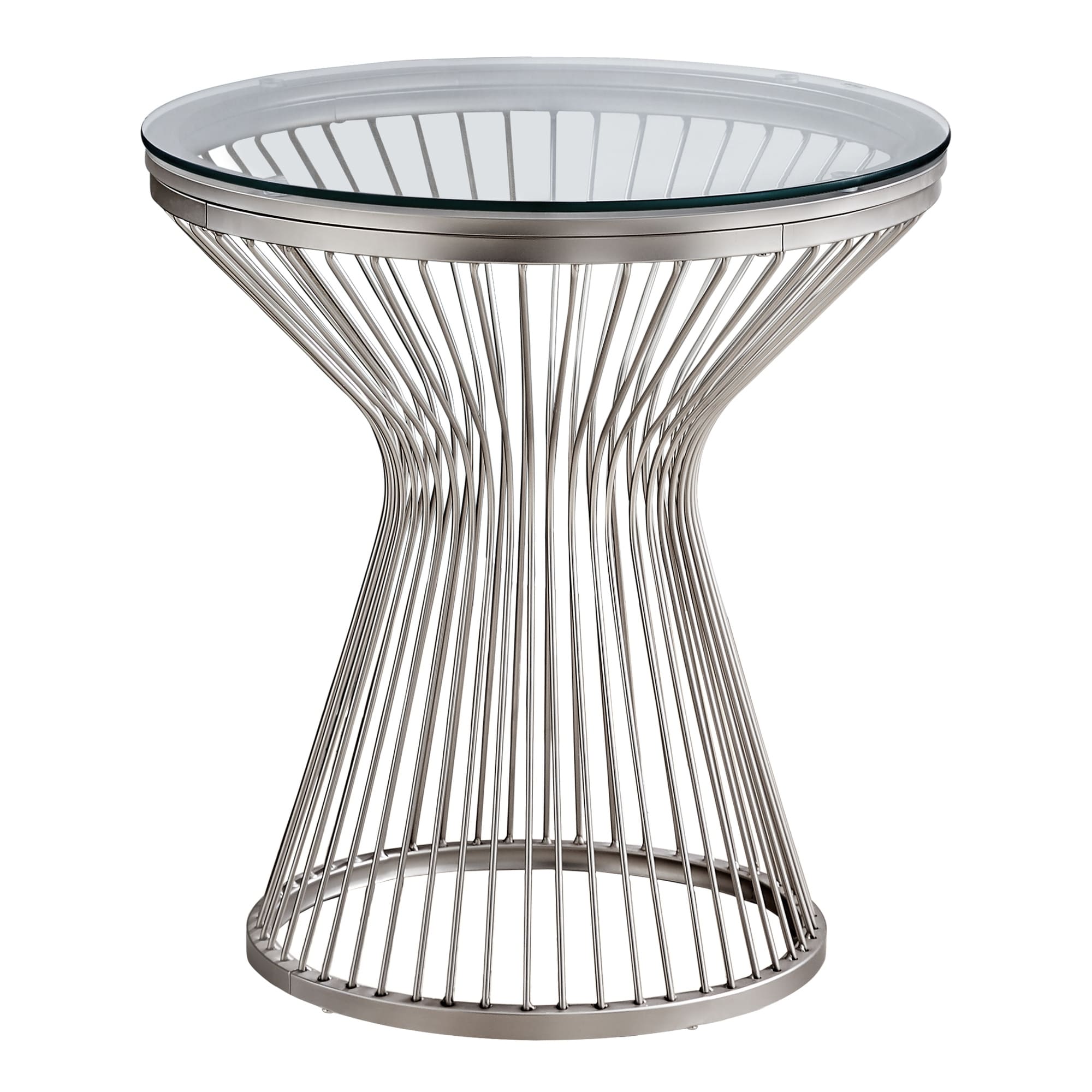 Accent Table, Side, End, Nightstand, Lamp, Living Room, Bedroom, Metal, Tempered Glass, Clear, Transitional