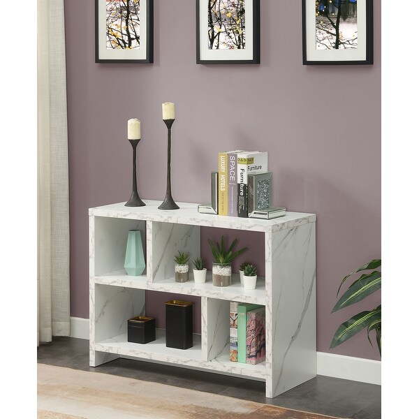 Northfield Console 3 Tier Bookcase, White Faux Marble