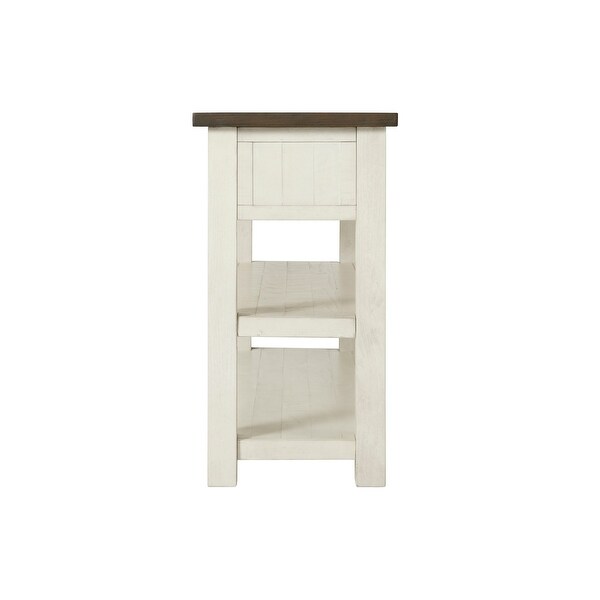 Fiya 50 Inch Coastal Sofa Console Table, 2 Drawers, 2 Shelves, Brown, White