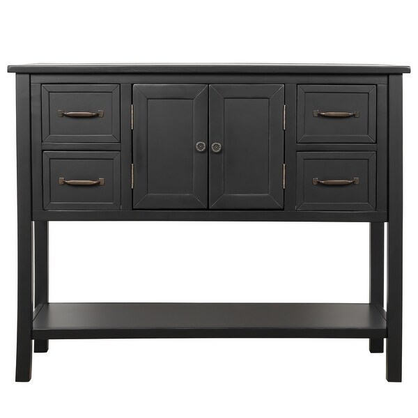 Console Table with 4 Drawers, 1 Cabinet and 1 Shelf