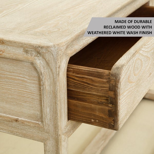 Artissance Reclaimed Peking Console Table With 3 Drawers and Weathered White Wash Finish, 34 Inch Tall