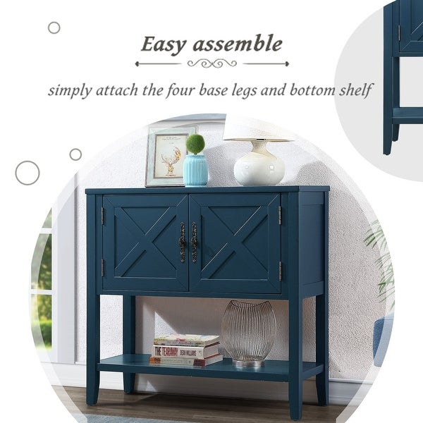 35'' Wood Sideboard Console Table with Bottom Shelf and 2 Door Cabinet for Living Room, Entryway, Kitchen Dining Room Furniture