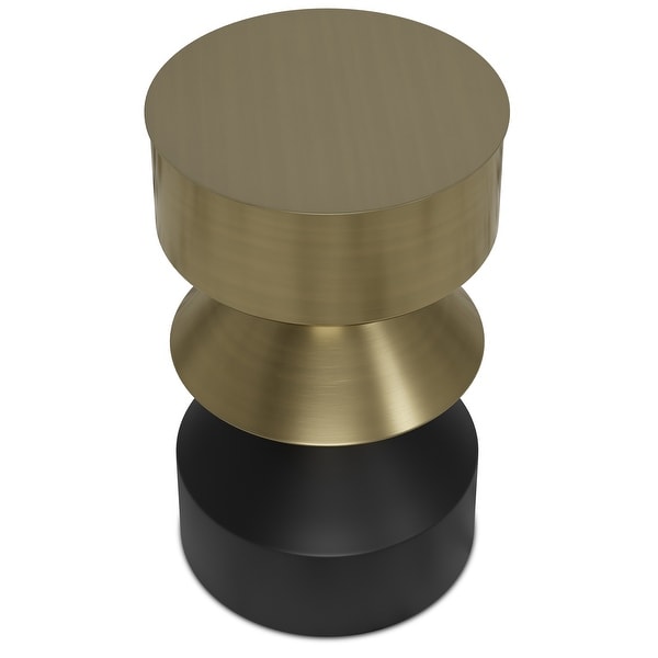 WYNDENHALL Clover Modern 14 inch Wide Metal Side Table in Black/Brass, Fully Assembled - 14