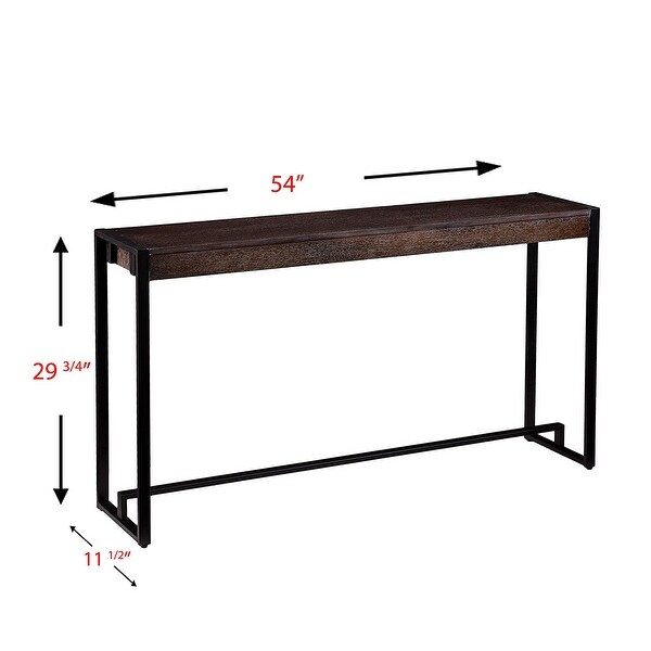 SEI Furniture Modern Metal Macen Narrow Console Sofa Table, Burnt Oak/Black - 30.5