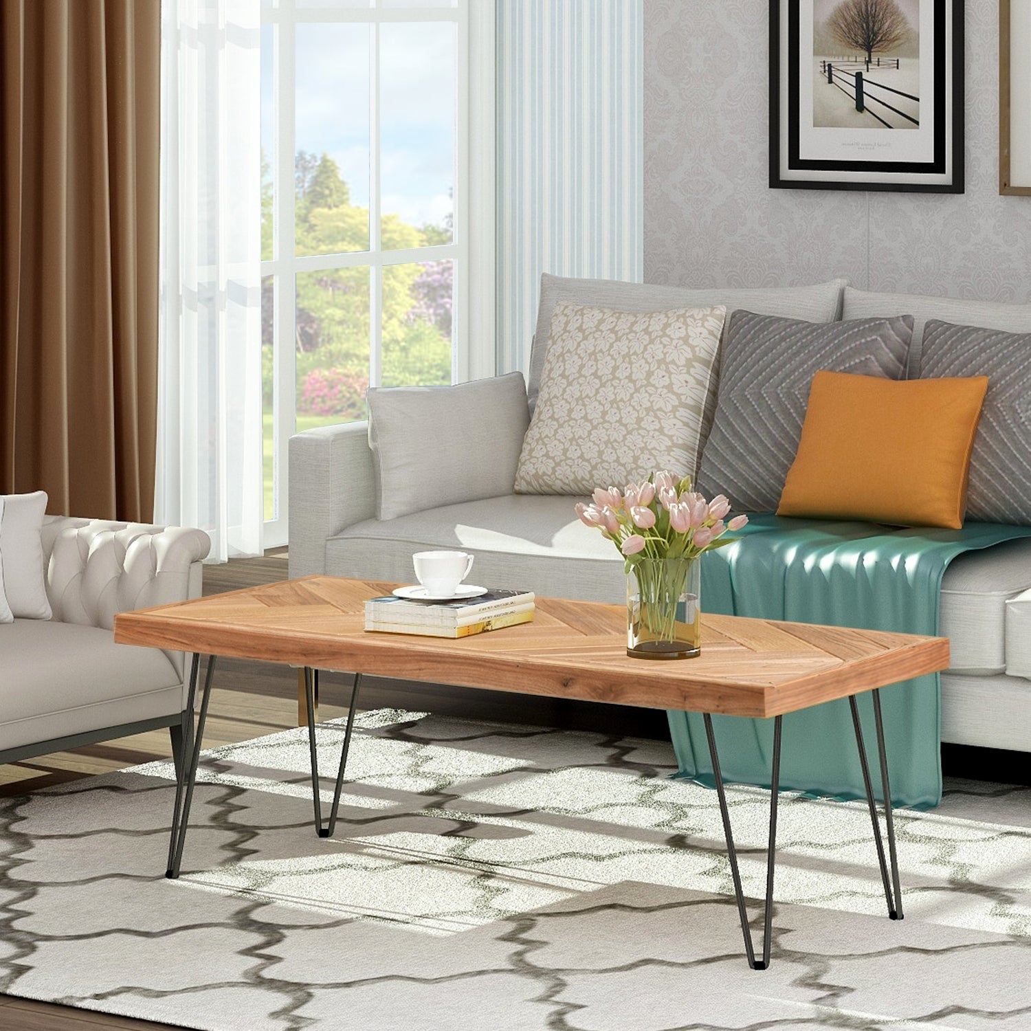 Modern Coffee Table, Easy Assembly Tea Table for Living Room