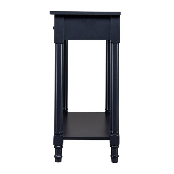 2-Tier Console Table with 2 Drawers, Sofa Table with Storage Shelves