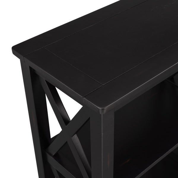 Modern Style Console Table with 3-Tier and Shelves, X Shape Legs