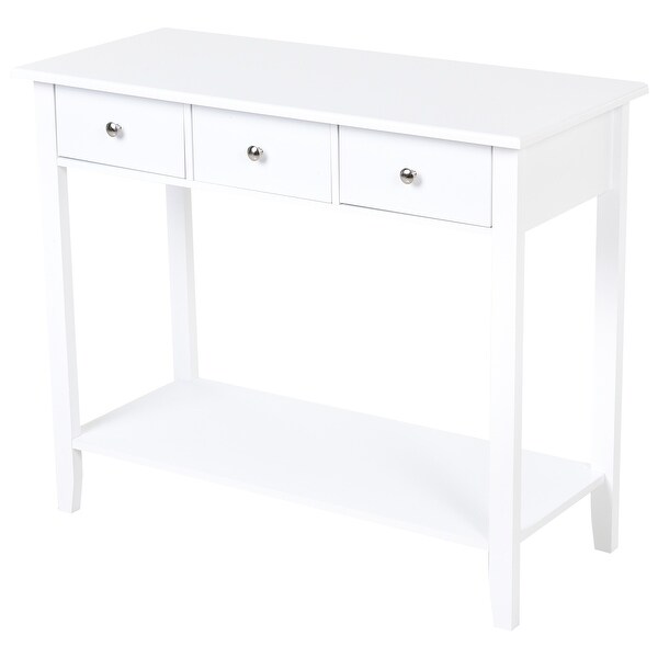 HOMCOM Console Table Industrial Desk with Drawer Bottom Shelf and Large Tabletop for Pictures, Great for the Entryway