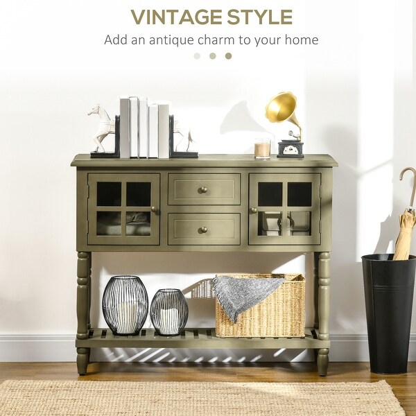 HOMCOM Vintage Console Table with 2 Drawers and Cabinets, Retro Sofa Table for Entryway, Living Room and Hallway