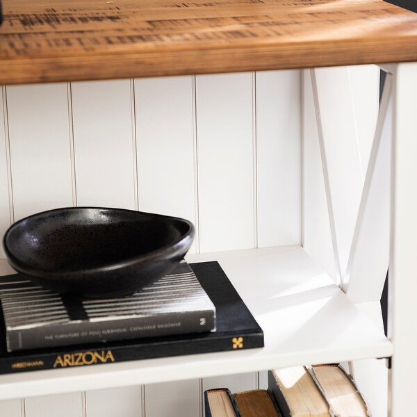 Solid Wood Storage Console Table, White/Reclaimed Barnwood