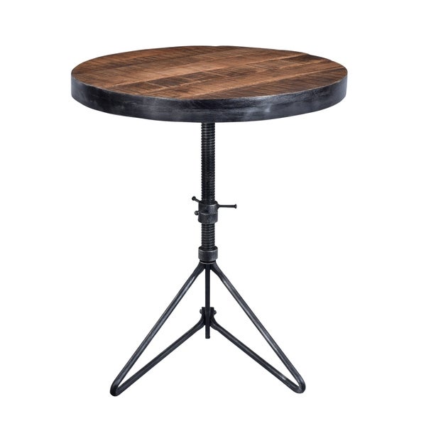 Somette Adjustable Round Accent Table, Braden Natural and Restoration - 24