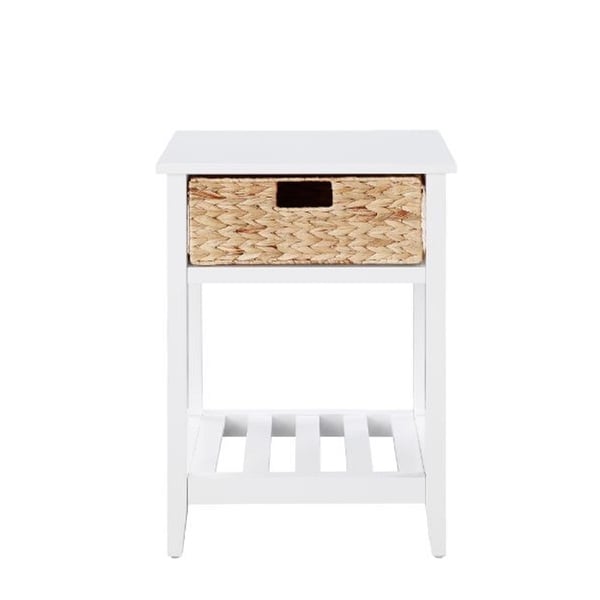 Small Accent Table, White and Natural Finish-18