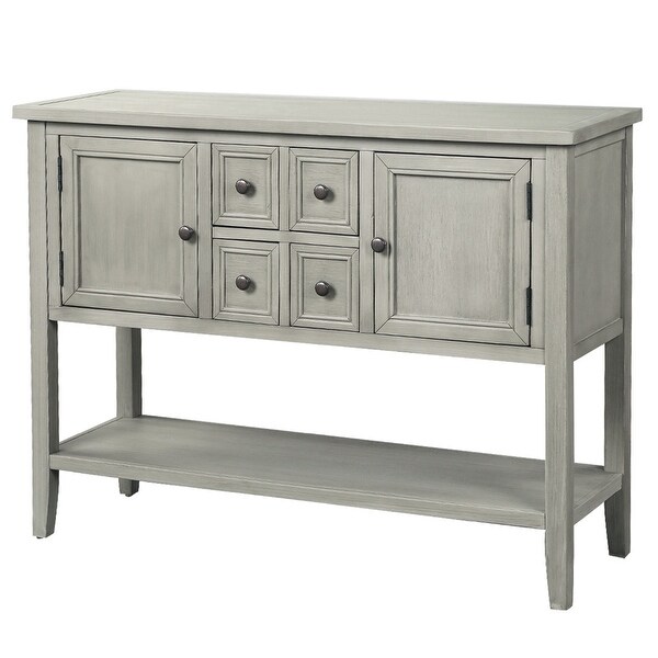 Retro Style Buffet Sideboard Wood Console Table with Bottom Shelf, Easy Assemble, for Living Room, Kitchen, Entryway