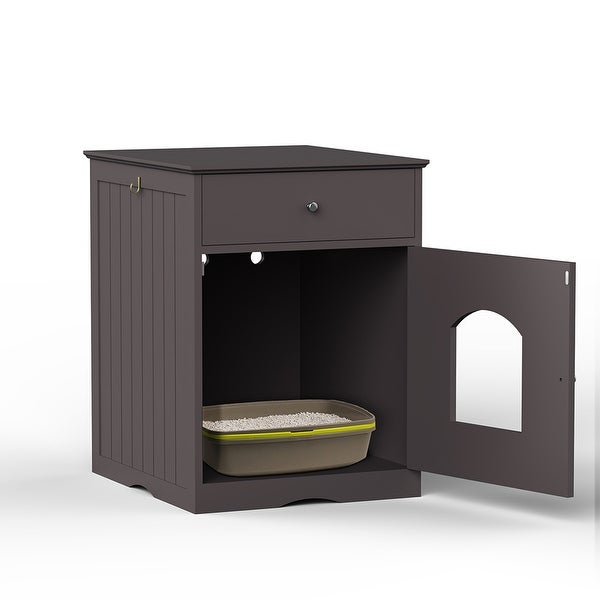 Wooden Pet House Side Table with Drawer,Espresso
