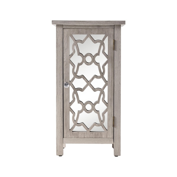 COZAYH Modern Farmhouse Cabinet with 2 Shelves, Retro Tall Nightstand End Table for Bedroom, Living Room, Light Gray