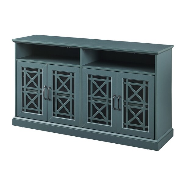 Wooden TV Console, Storage Buffet Cabinet, Sideboard with Glass Door and Adjustable Shelves for Living Room